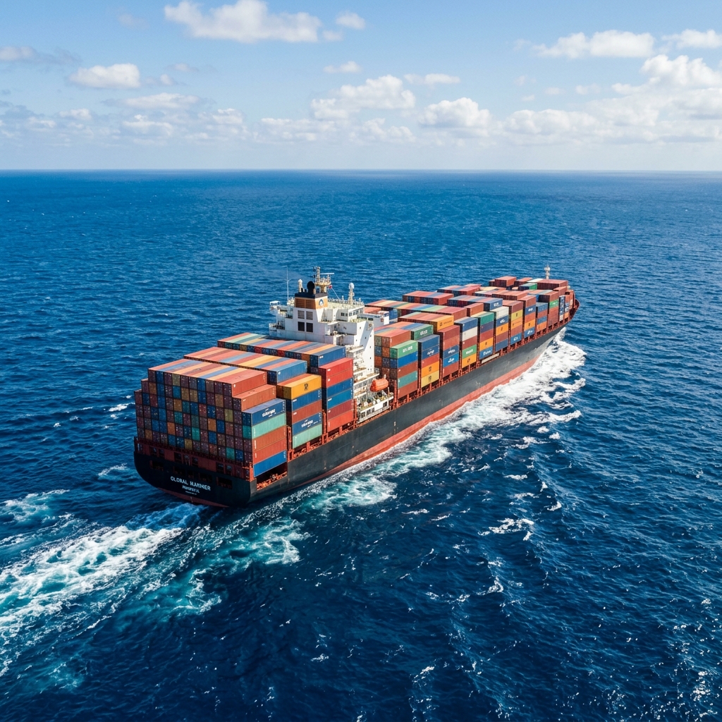 Cargo Ship at Sea